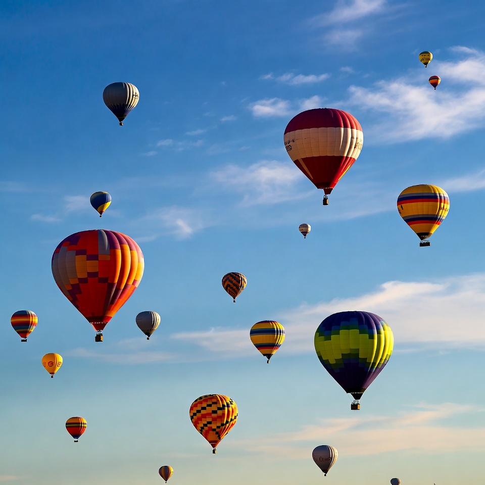 Colorful hot air balloons in blue sky Colorful hot air balloons in blue sky