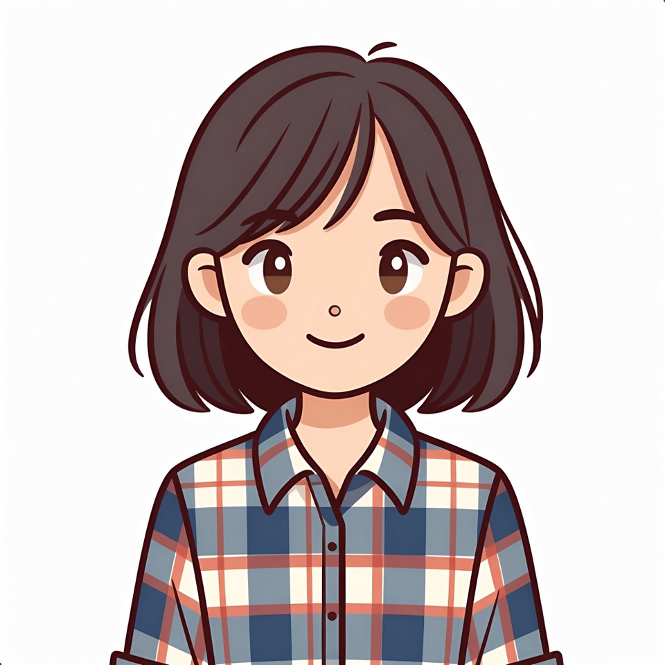 Anime girl in plaid shirt Anime girl in plaid shirt