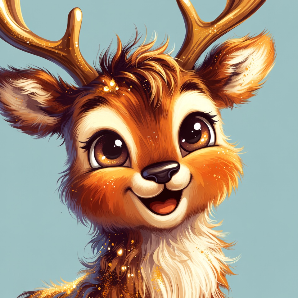 Cute cartoon reindeer with antlers Cute cartoon reindeer with antlers