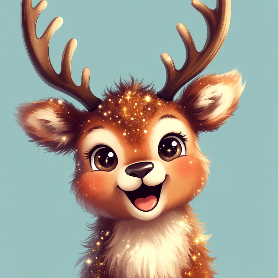 Cute sparkling reindeer illustration Cute sparkling reindeer illustration