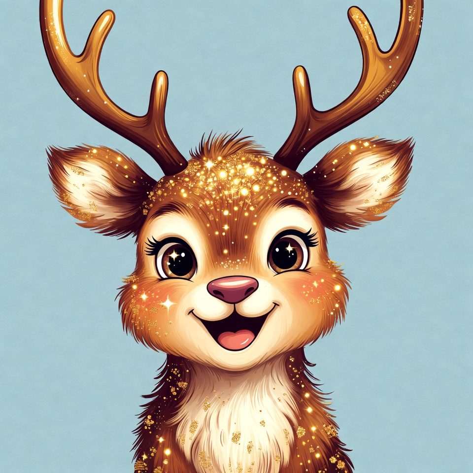 Cute glittery reindeer illustration Cute glittery reindeer illustration