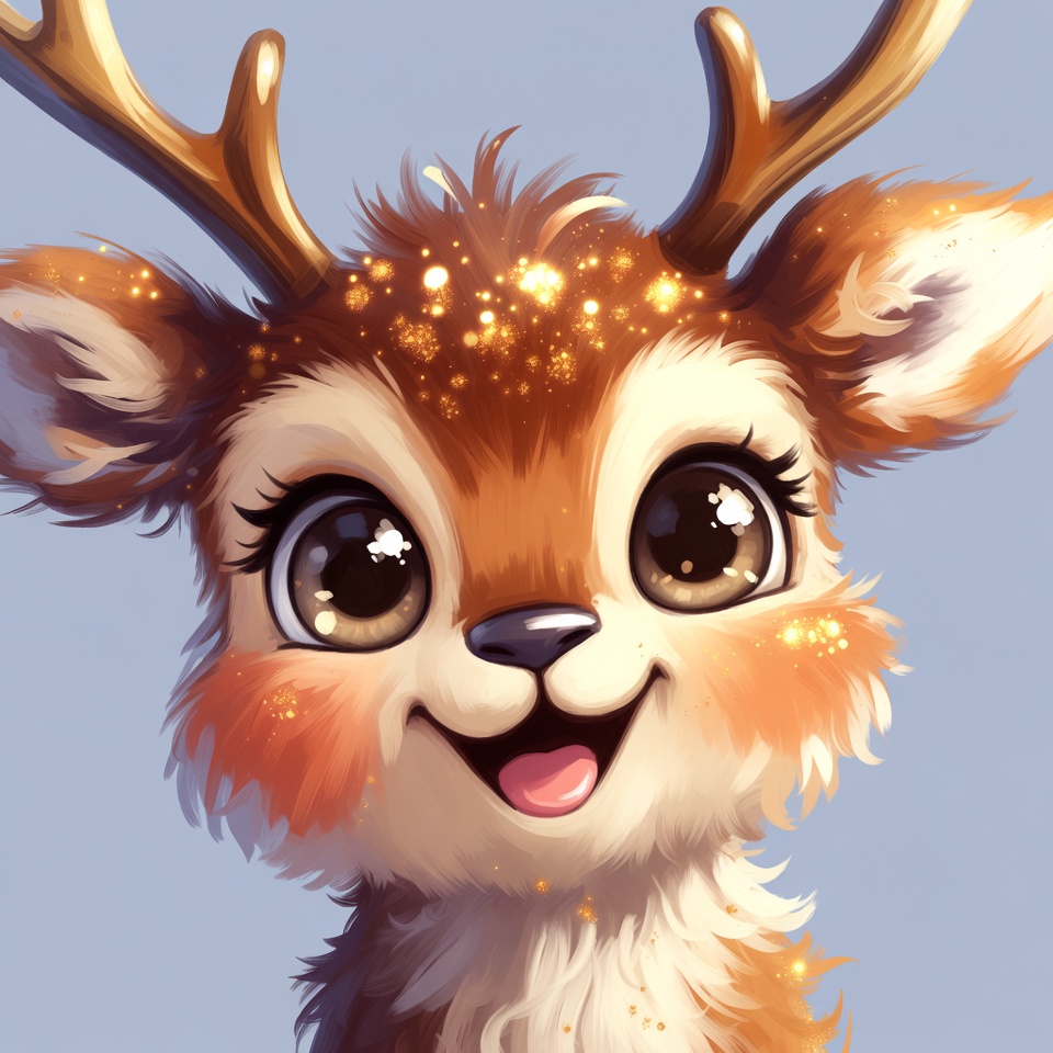 Cute glittery baby reindeer illustration Cute glittery baby reindeer illustration