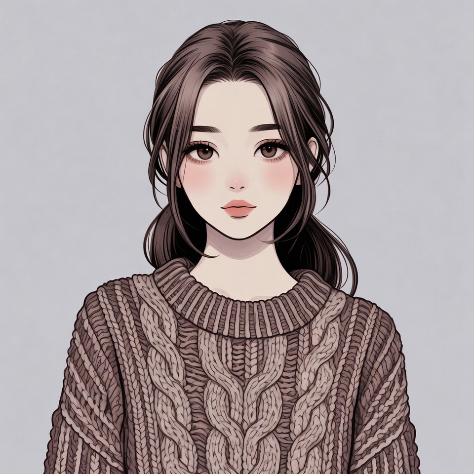 Anime girl in brown sweater Anime girl in brown sweater