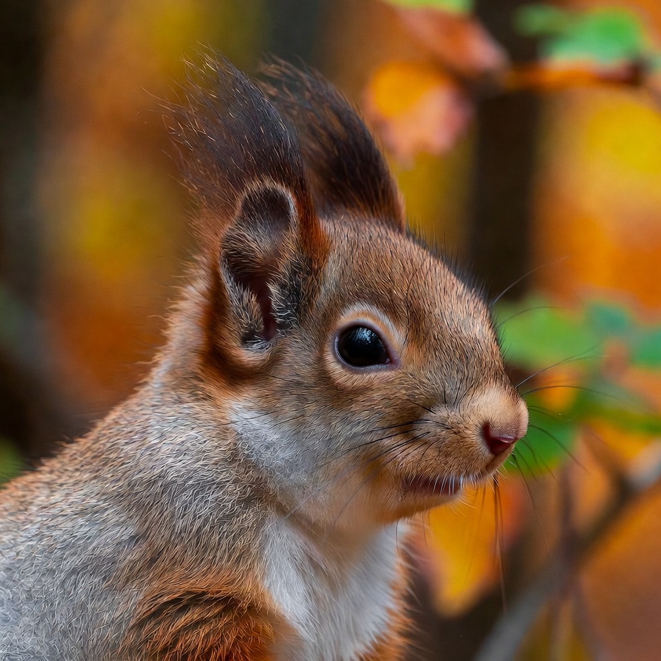 Red Squirrel in Autumn Forest Red Squirrel in Autumn Forest