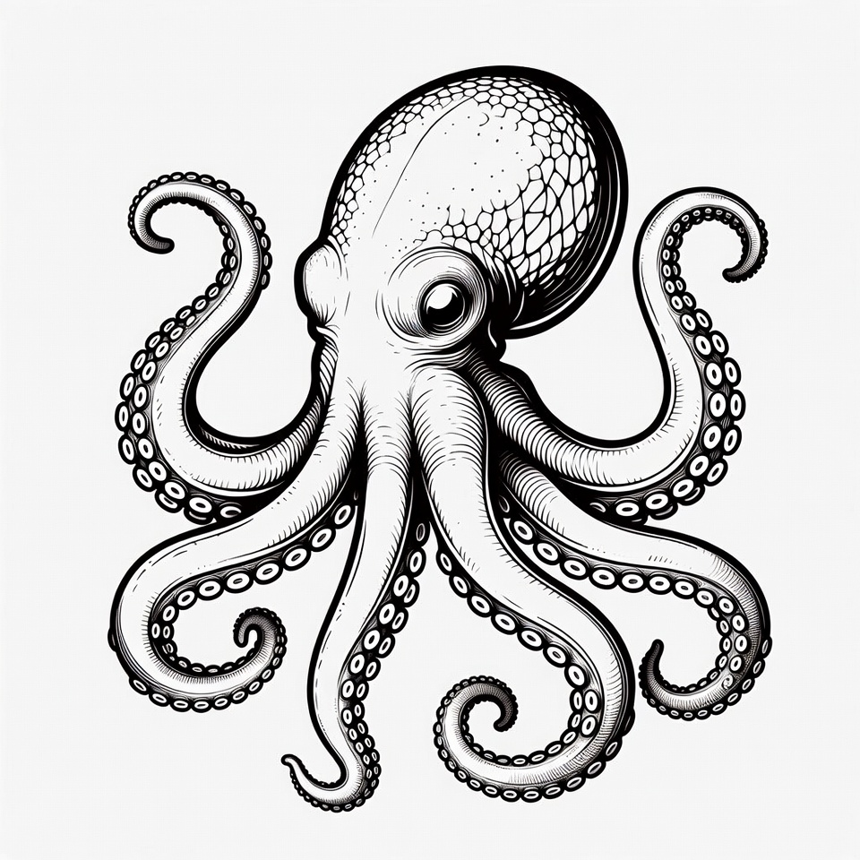 Black Ink Octopus Illustration Black Ink Octopus Illustration