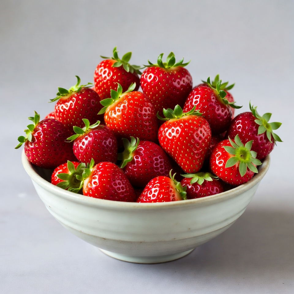 Fresh Strawberries in White Bowl Fresh Strawberries in White Bowl