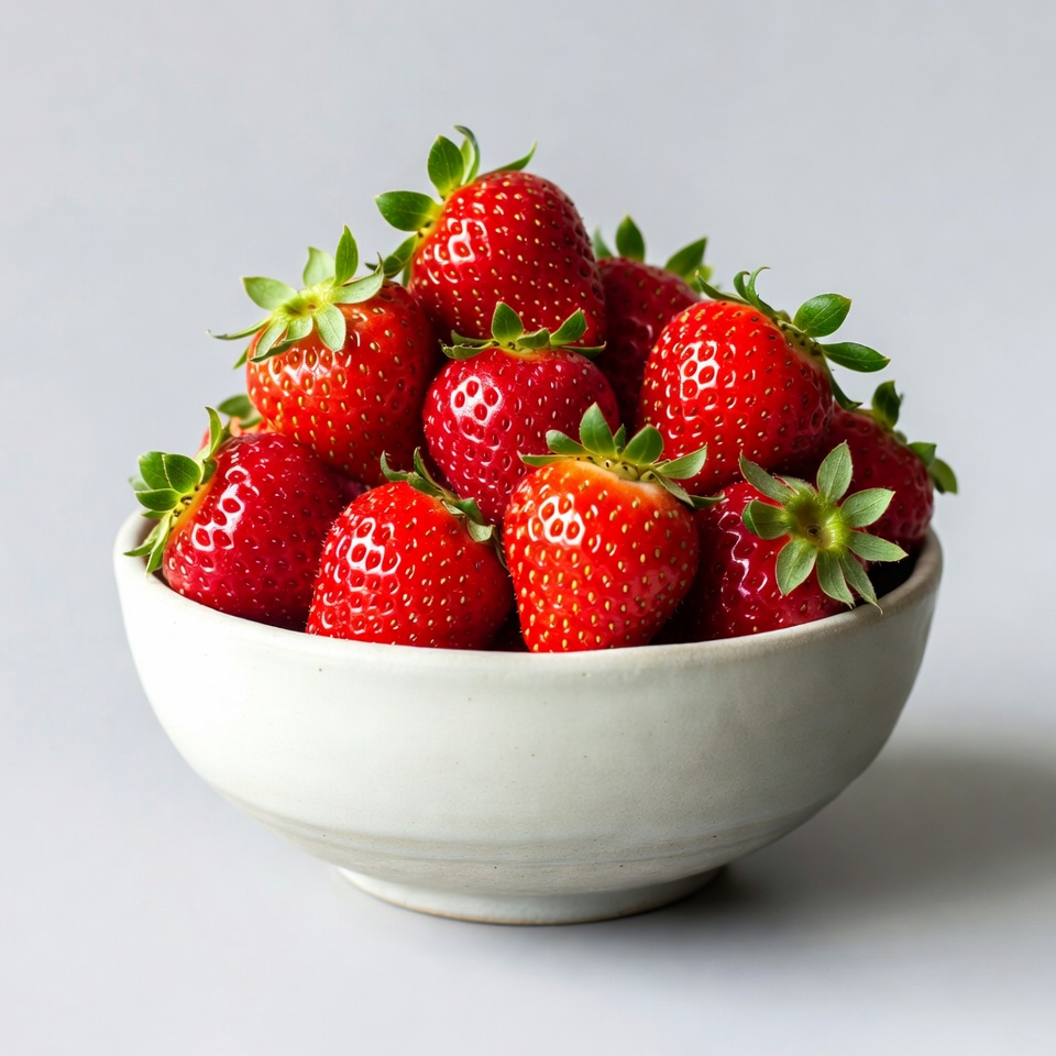 Fresh Strawberries in White Bowl Fresh Strawberries in White Bowl