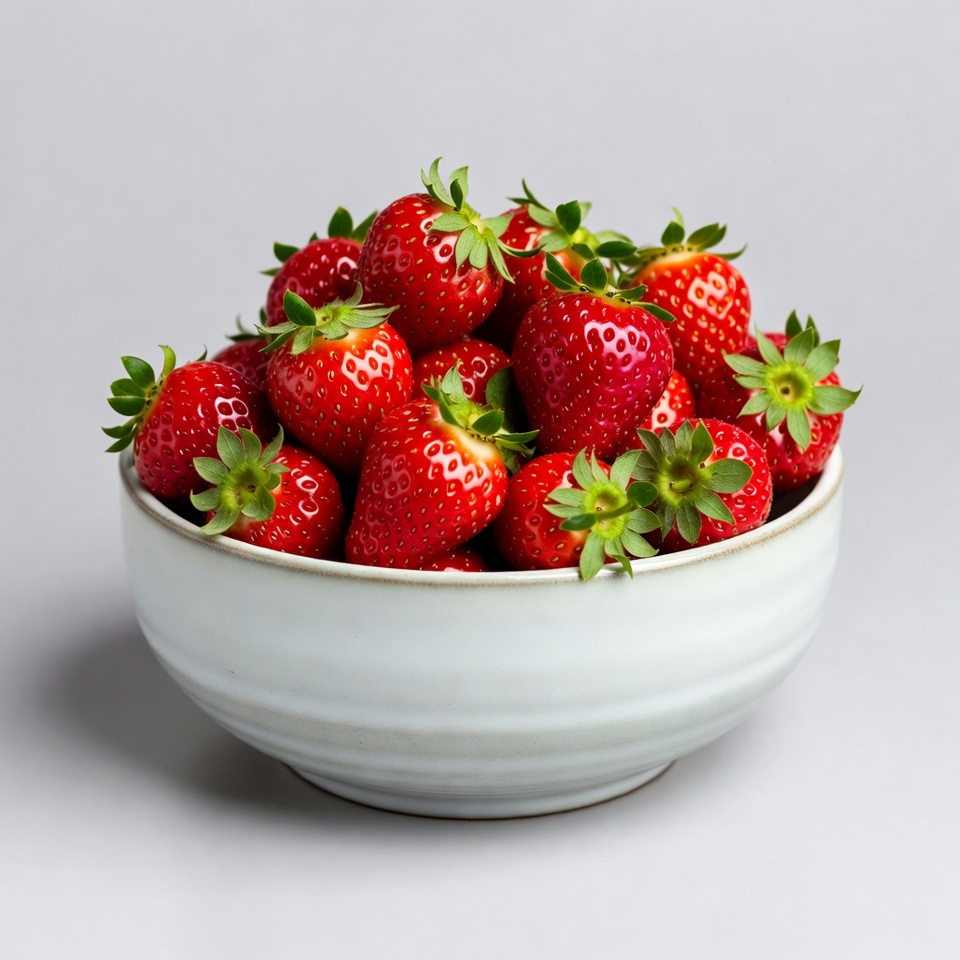 Fresh Strawberries in White Bowl Fresh Strawberries in White Bowl