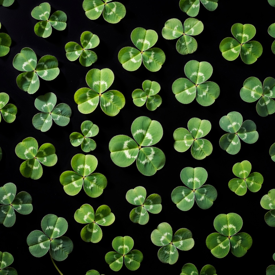 Four-leaf clovers on black background Four-leaf clovers on black background