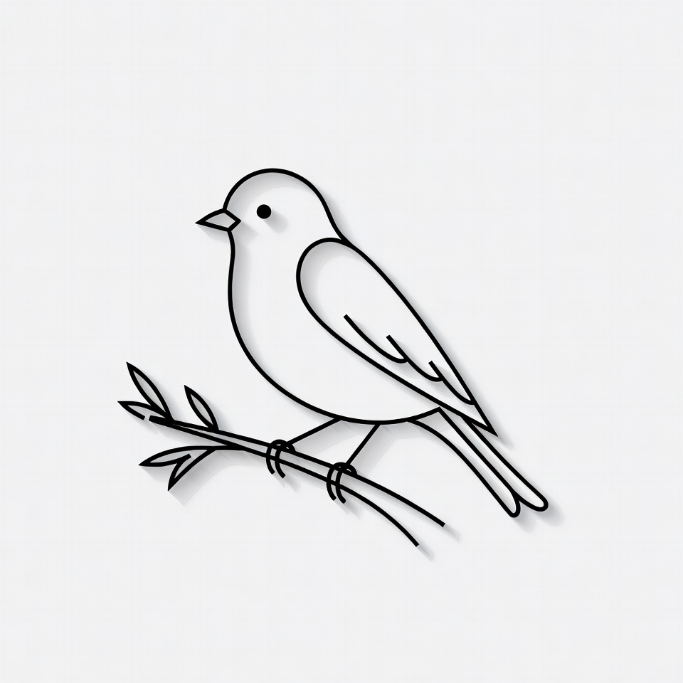 Bird perched on branch illustration Bird perched on branch illustration