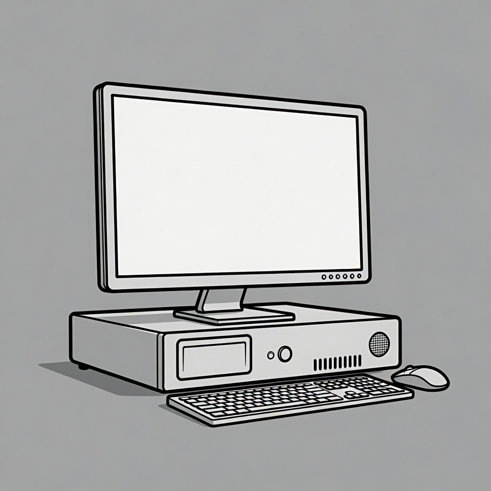 Desktop computer with keyboard and mouse Desktop computer with keyboard and mouse