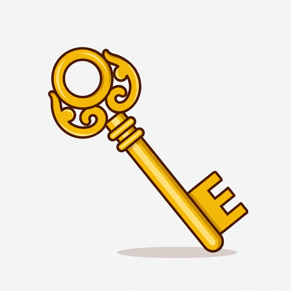 Golden ornate key illustration Golden ornate key illustration
