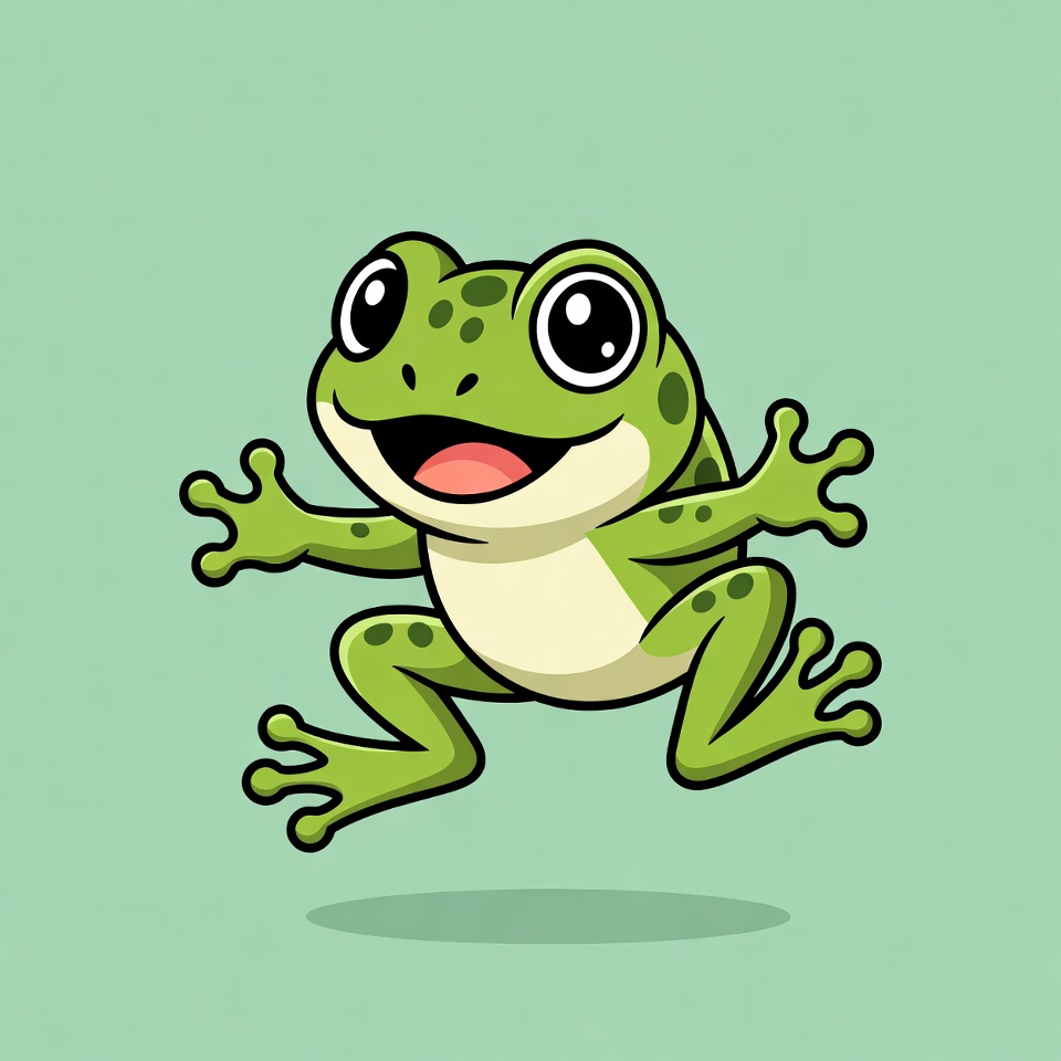 Cute cartoon frog jumping Cute cartoon frog jumping