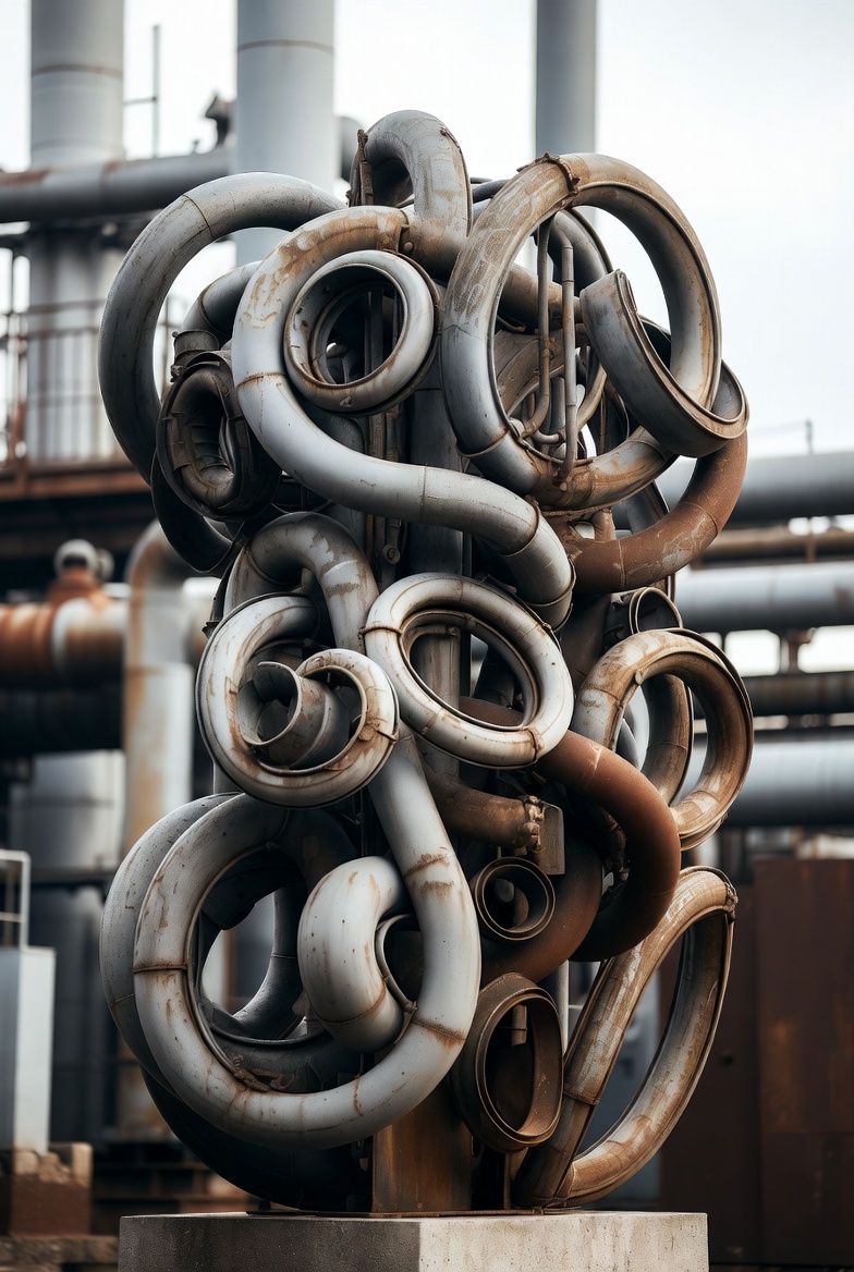 Rusted Twisted Pipes Sculpture Industrial Yard Rusted Twisted Pipes Sculpture Industrial Yard