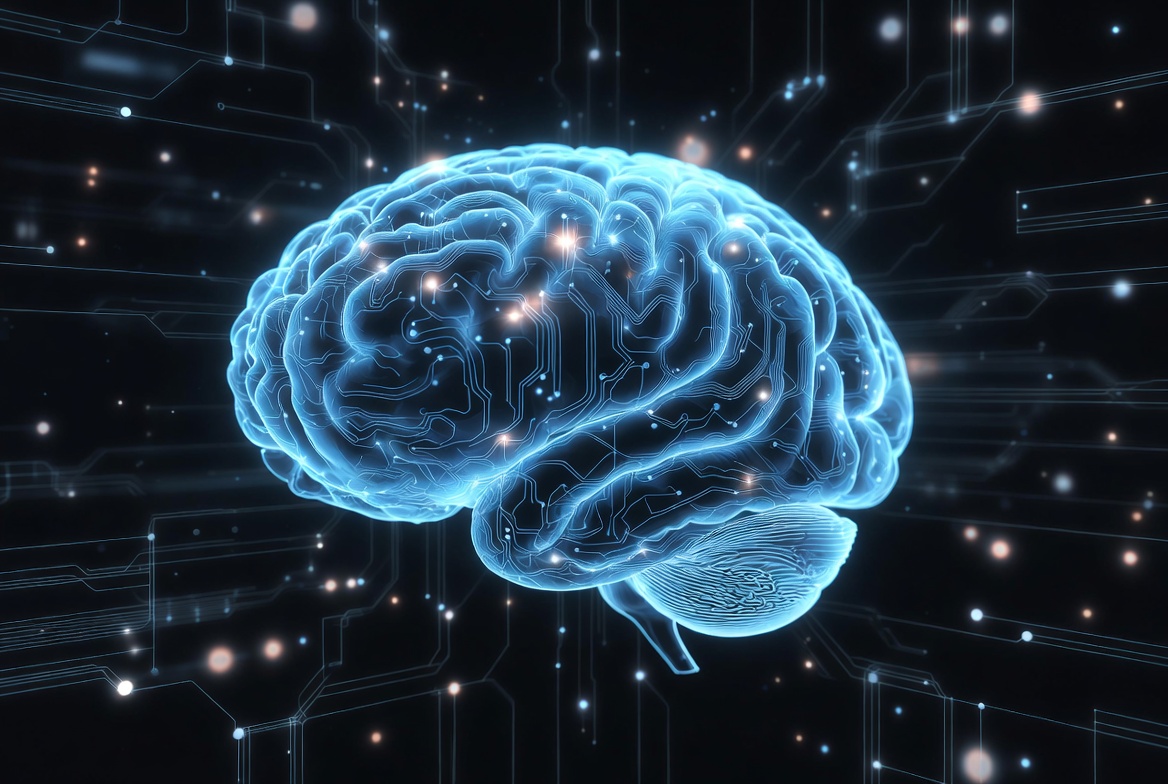 Glowing Blue Brain with Circuits Glowing Blue Brain with Circuits