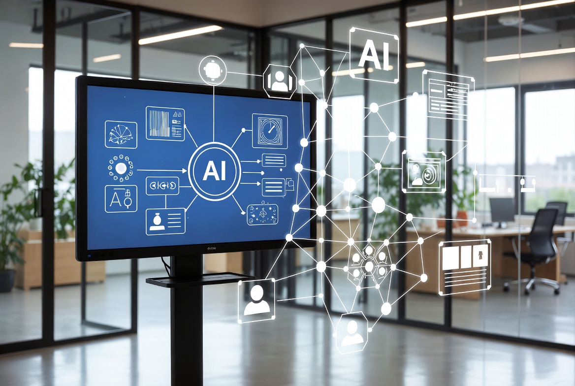 AI Dashboard on Office Screen AI Dashboard on Office Screen