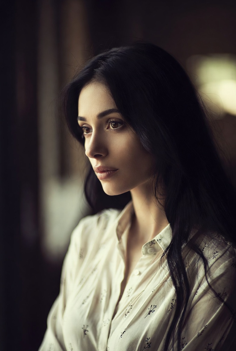 Beautiful woman with long black hair Beautiful woman with long black hair