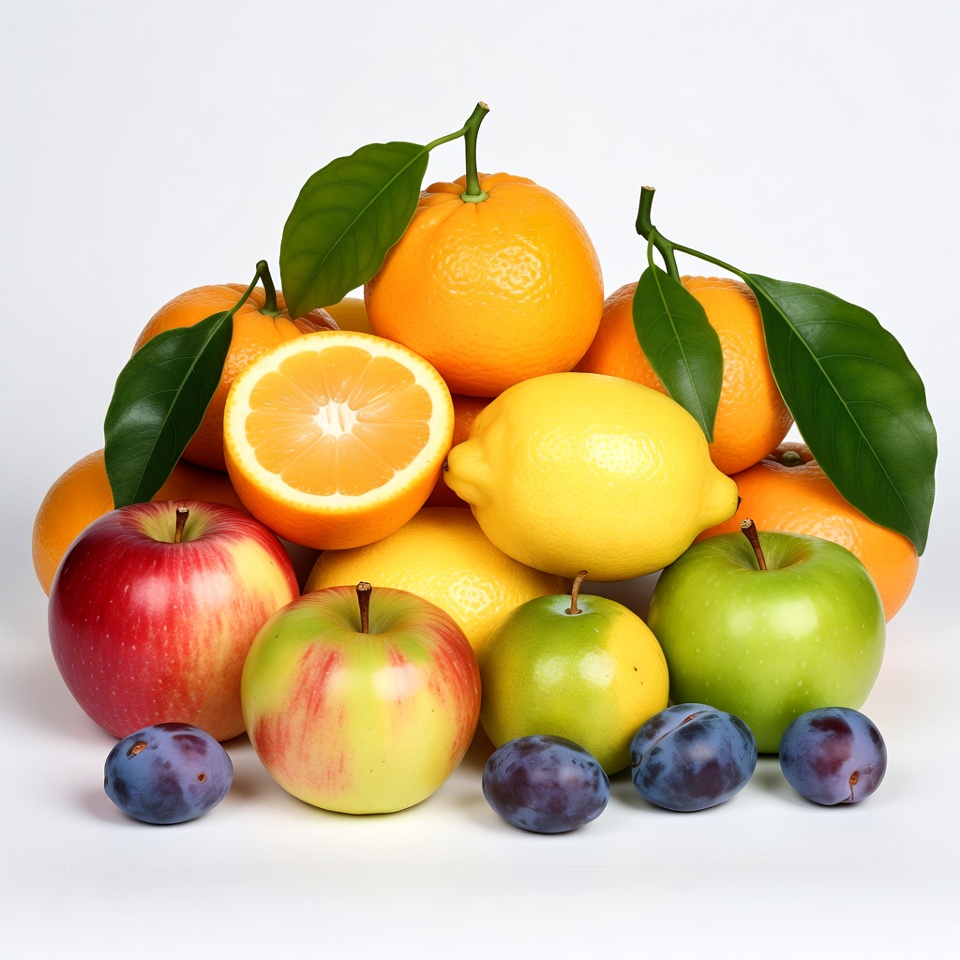 Fresh Oranges Apples Lemons Plums Fresh Oranges Apples Lemons Plums