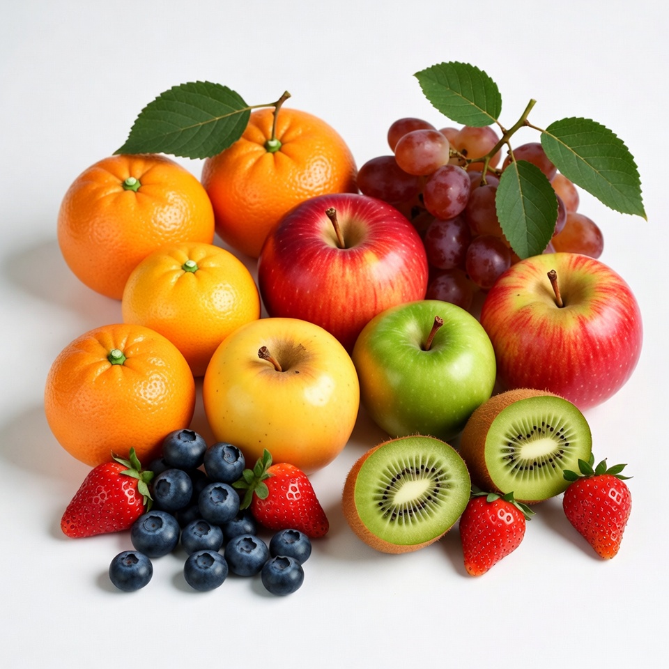 Fresh Mixed Fruits on White Background Fresh Mixed Fruits on White Background