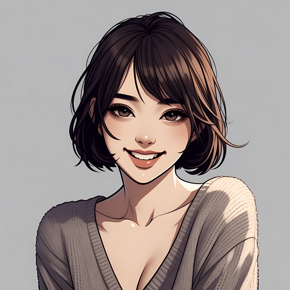 Smiling Asian woman in sweater Smiling Asian woman in sweater