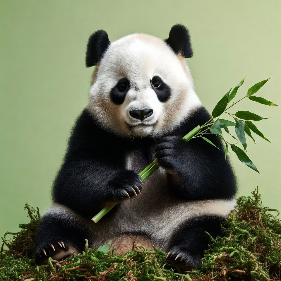 Panda holding bamboo Panda holding bamboo