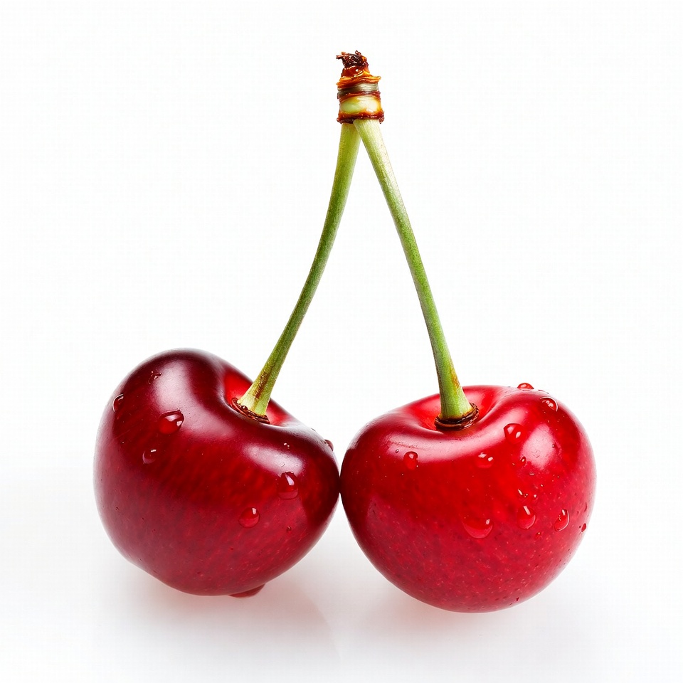 Two Red Cherries on White Background Two Red Cherries on White Background