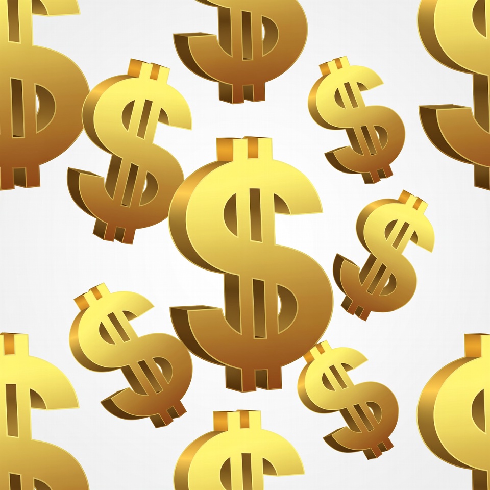 Golden Dollar Signs on White Background Golden Dollar Signs on White Background