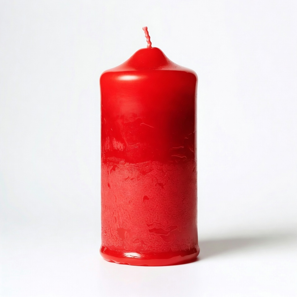 Red Pillar Candle on White Background Red Pillar Candle on White Background