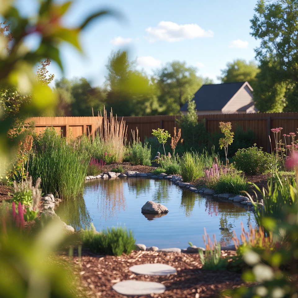 Backyard Garden Pond with Plants Backyard Garden Pond with Plants