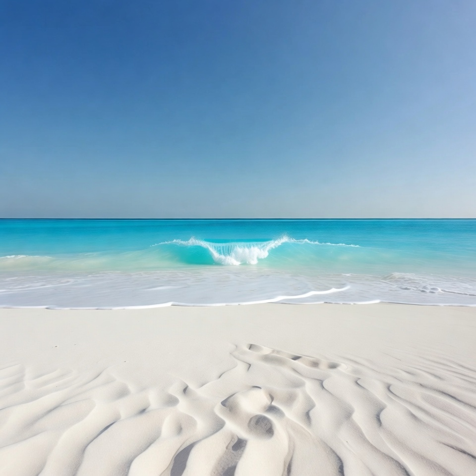 Turquoise Wave Crashing on White Sand Beach Turquoise Wave Crashing on White Sand Beach
