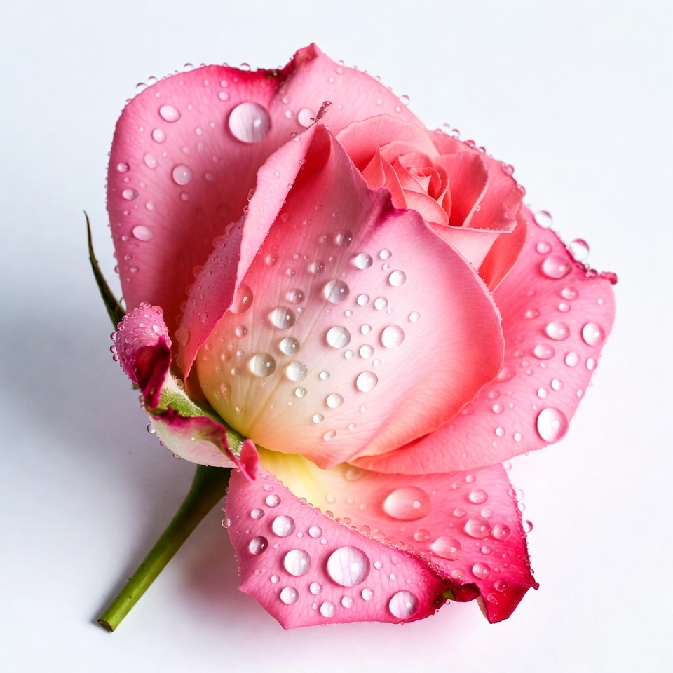 Pink Rose with Water Droplets Pink Rose with Water Droplets