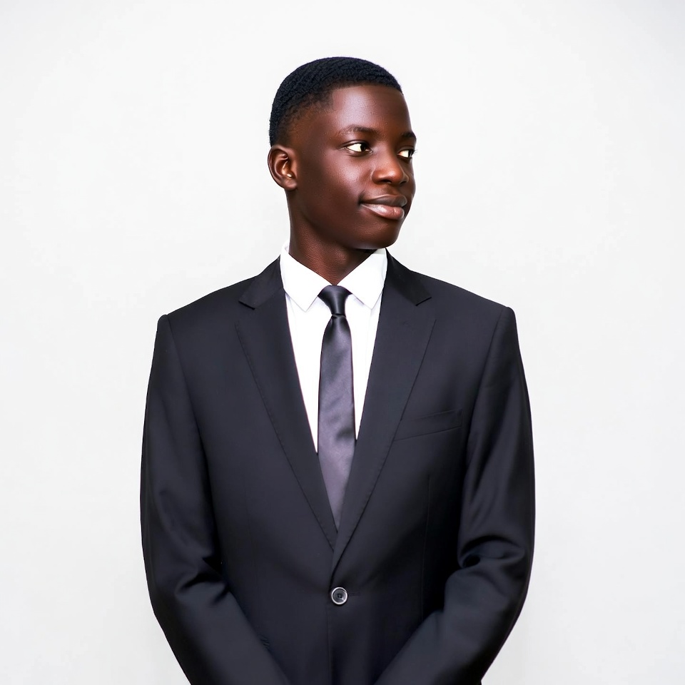 African young man in black suit African young man in black suit