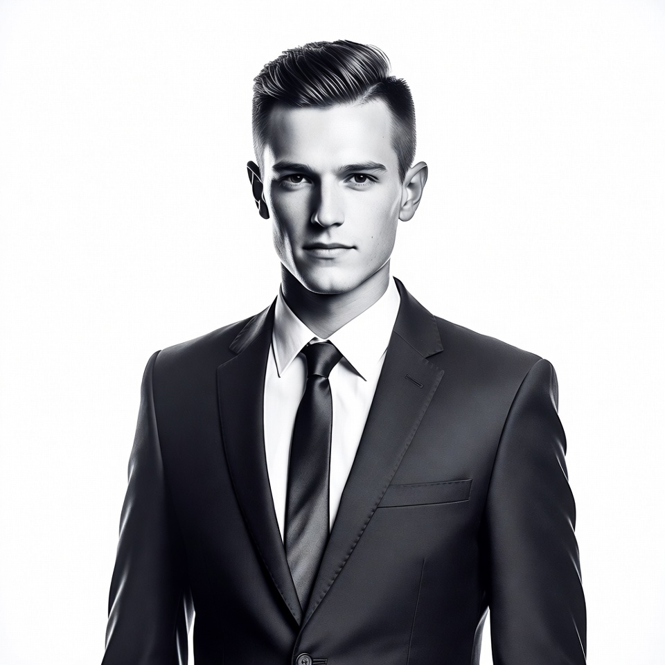 Young man in suit with undercut hairstyle Young man in suit with undercut hairstyle