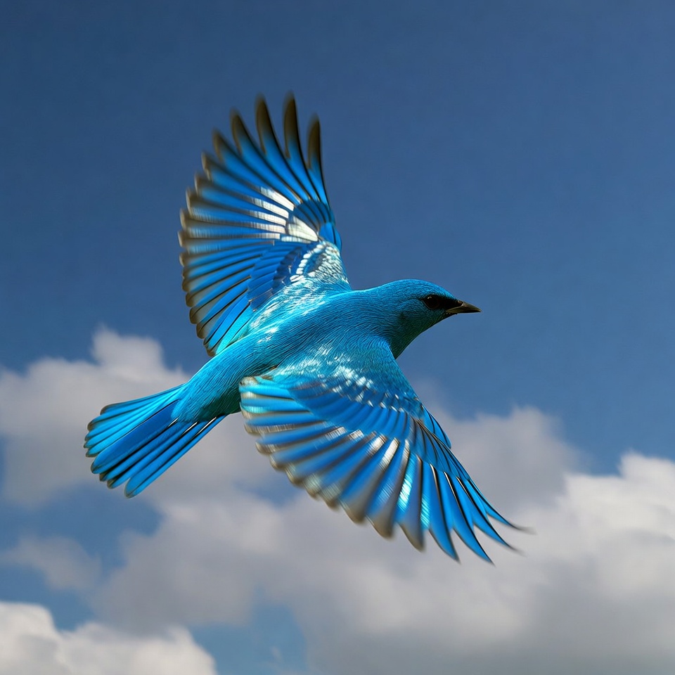Bluebird Flying in Blue Sky Bluebird Flying in Blue Sky