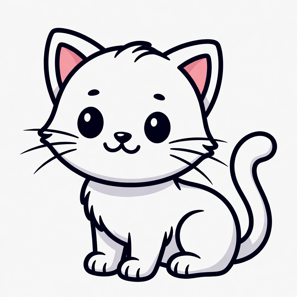 Cute white kitten illustration Cute white kitten illustration