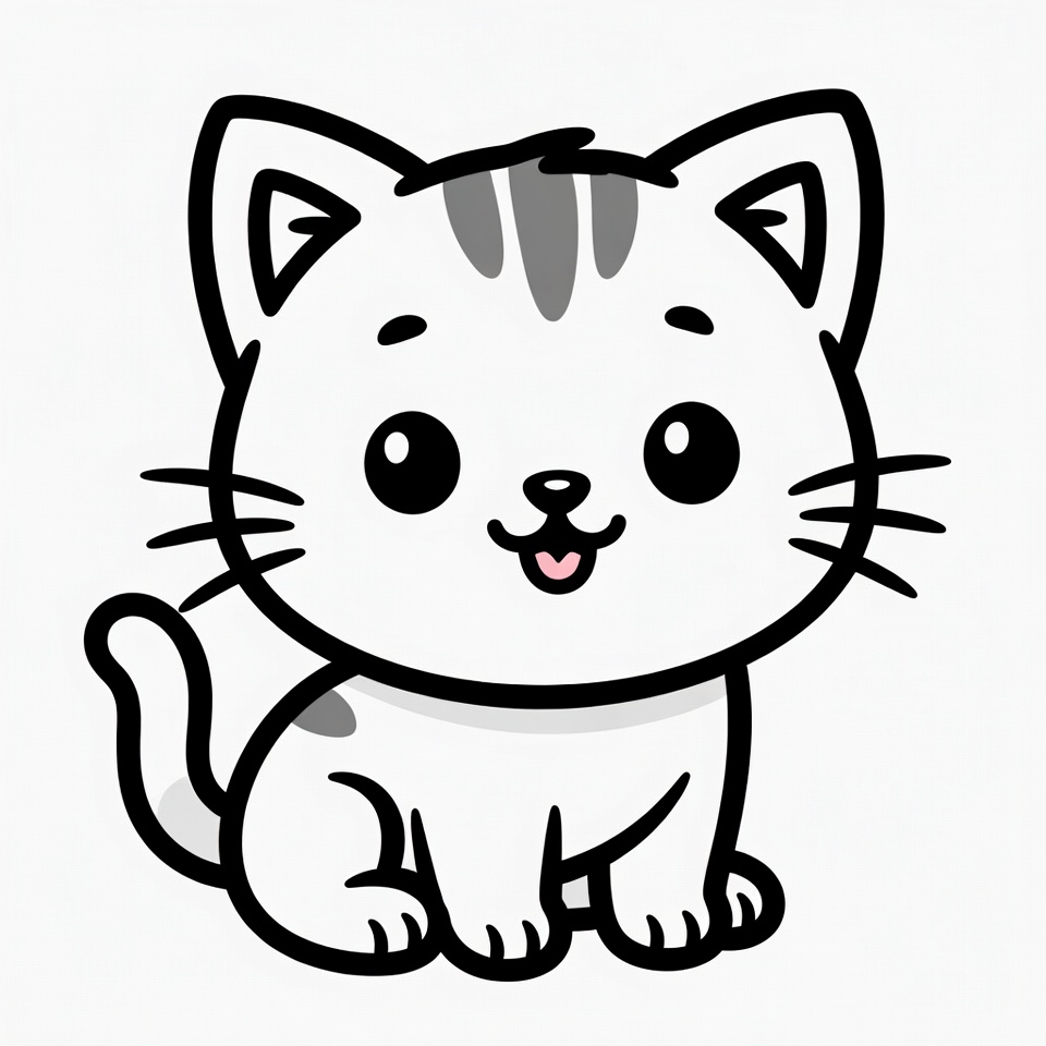 Cute cartoon kitten smiling Cute cartoon kitten smiling