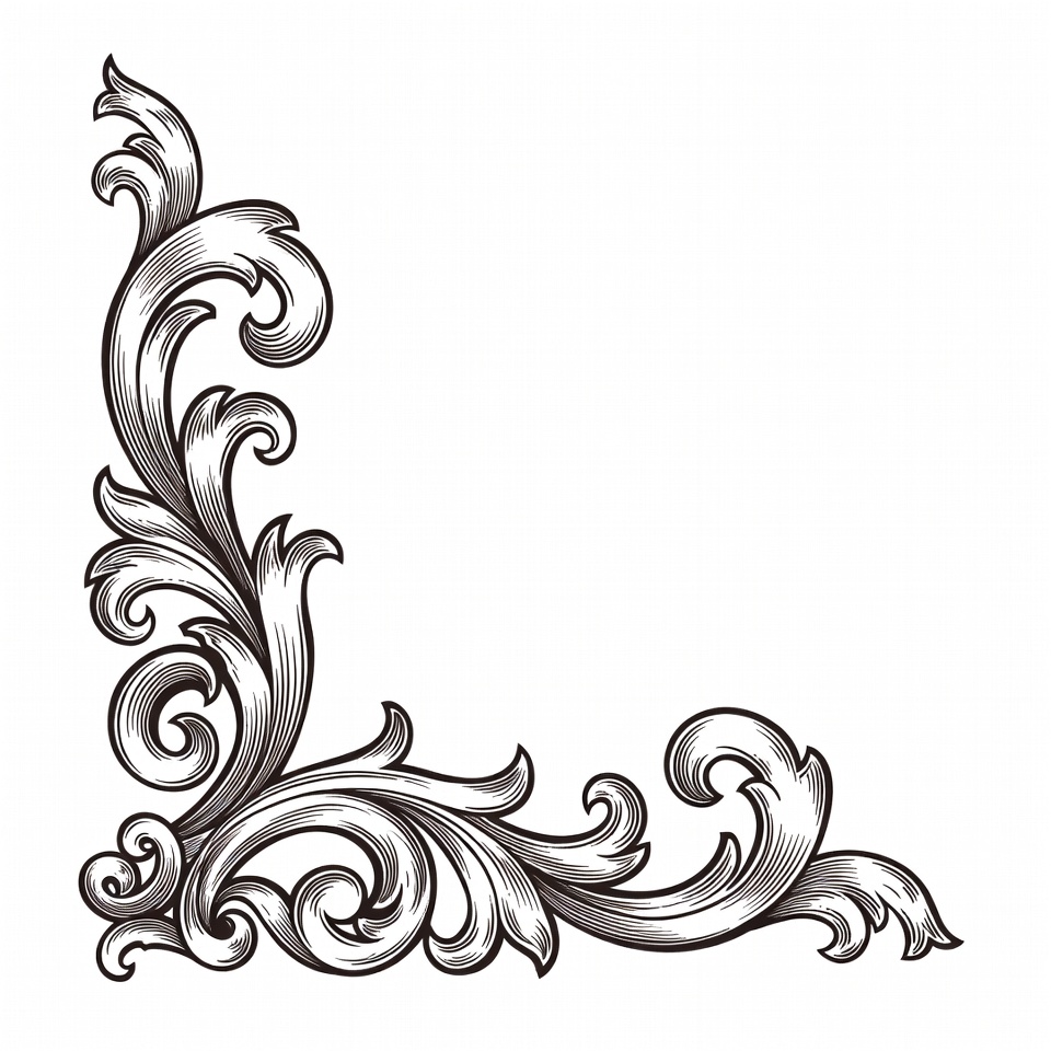 Ornate Black Corner Flourish Illustration Ornate Black Corner Flourish Illustration