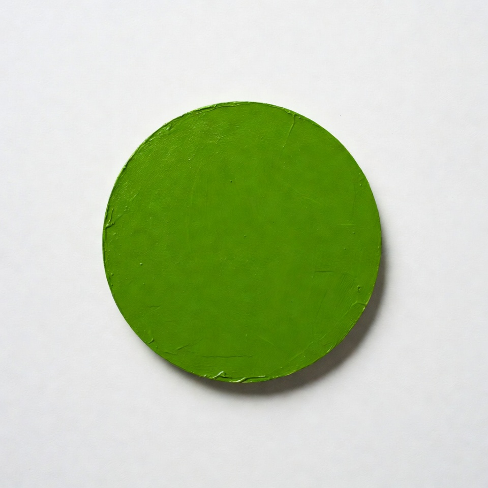 Green circular object on white background Green circular object on white background