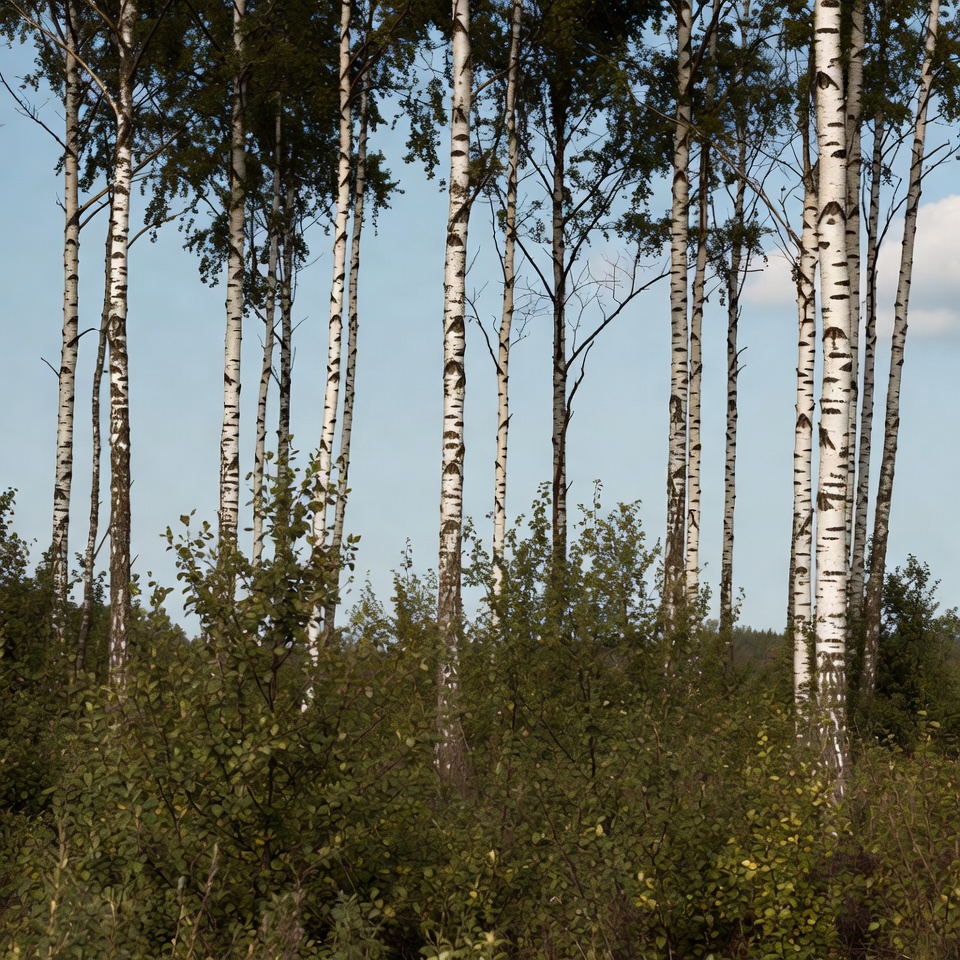 Tall birch trees in forest Tall birch trees in forest