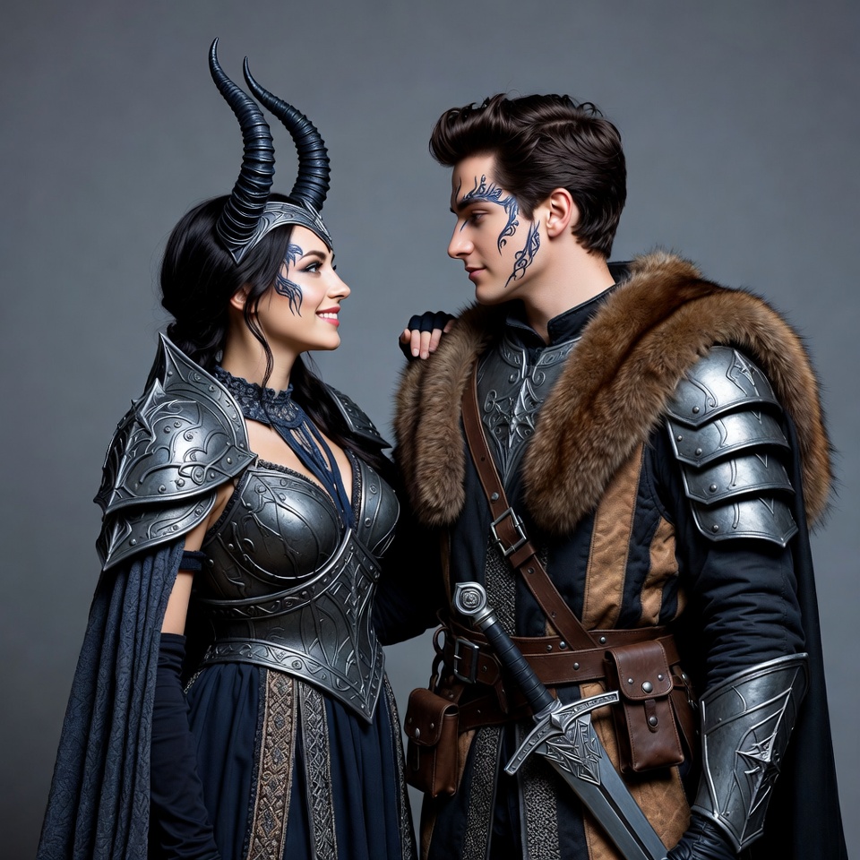 Medieval Warrior Couple in Fantasy Armor Medieval Warrior Couple in Fantasy Armor
