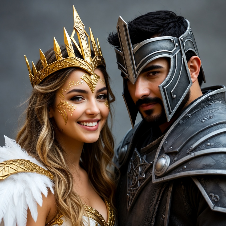 Queen and Knight in Costume Together Queen and Knight in Costume Together