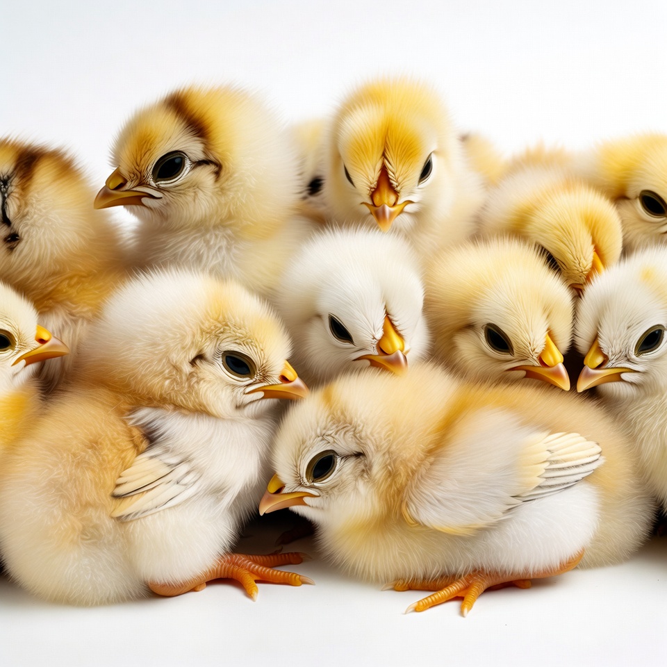 Fluffy baby chicks clustered together Fluffy baby chicks clustered together