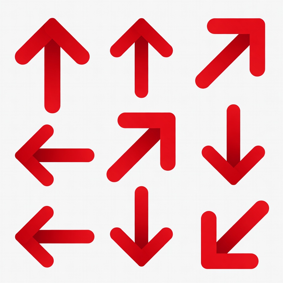 Red Directional Arrows Icons Red Directional Arrows Icons