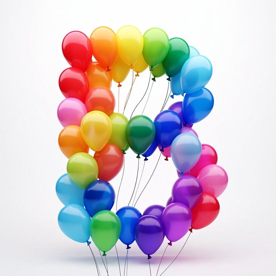 Rainbow Balloons Forming Letter B Rainbow Balloons Forming Letter B