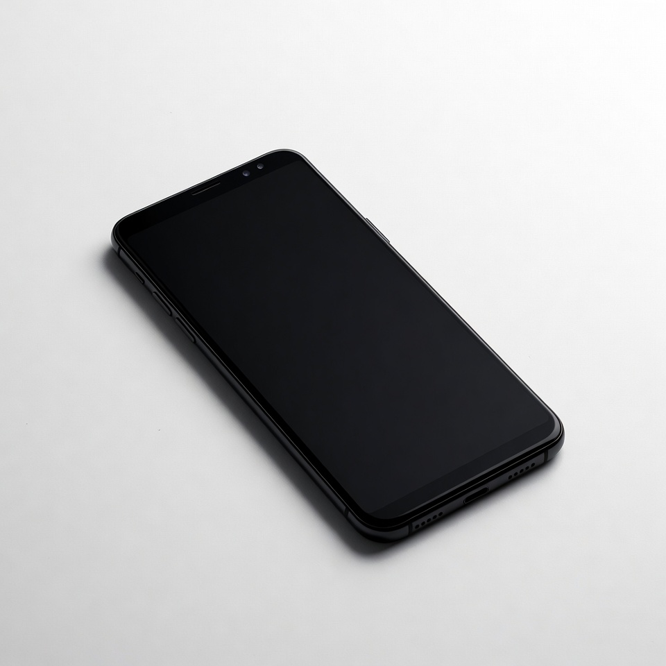 Black Samsung Smartphone on White Background Black Samsung Smartphone on White Background