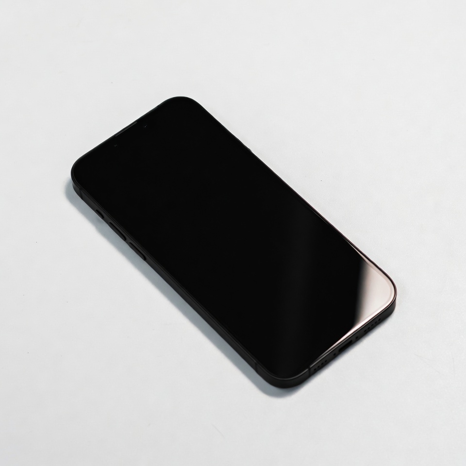Black iPhone on white background Black iPhone on white background
