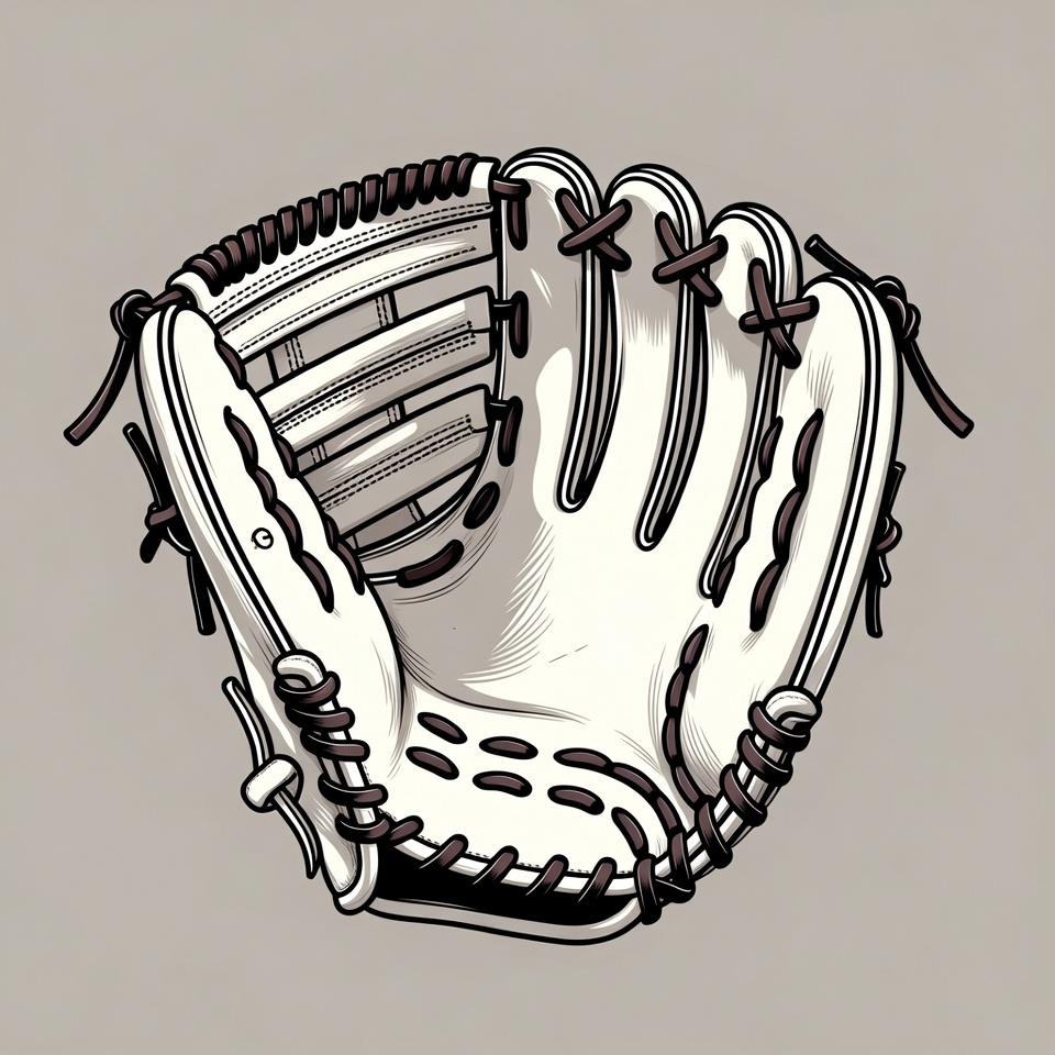 Open White Baseball Glove Illustration Open White Baseball Glove Illustration