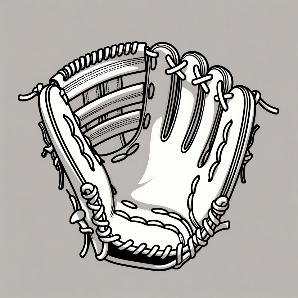Open White Baseball Glove Open White Baseball Glove