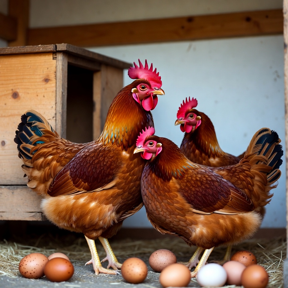 Three Chickens with Eggs Three Chickens with Eggs