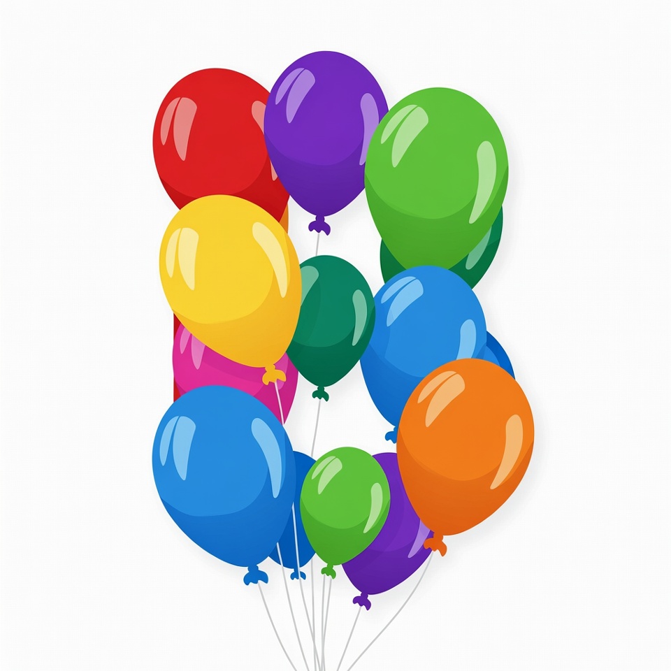 Colorful Balloons Bouquet Illustration Colorful Balloons Bouquet Illustration